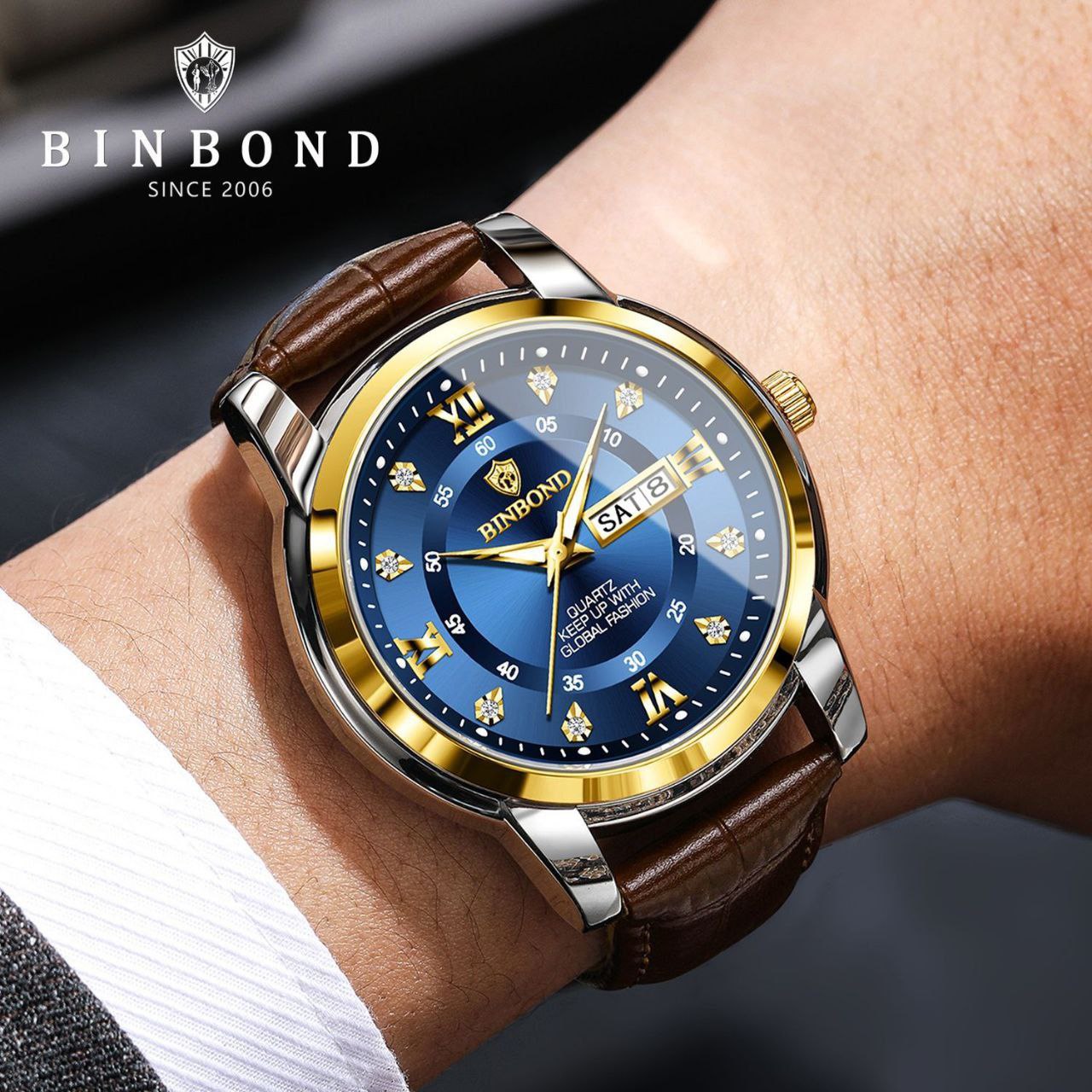 ساعت مچی زنانه ومردانه برند BIN BOND بین باند مدلی نو رنگ ثابت