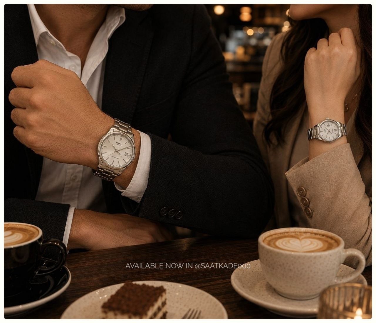 ست دو نفره ساعت Casio Classic Design   ❌ساعت ست بند استیل کلاسیک  از برند کاسیو   موتور تایوان تحت‌لیسانس ژاپن نمایشگر ایام ماه بند استیل  قفل استیل کلیپسی ضدآب 3Atm  ۳۵