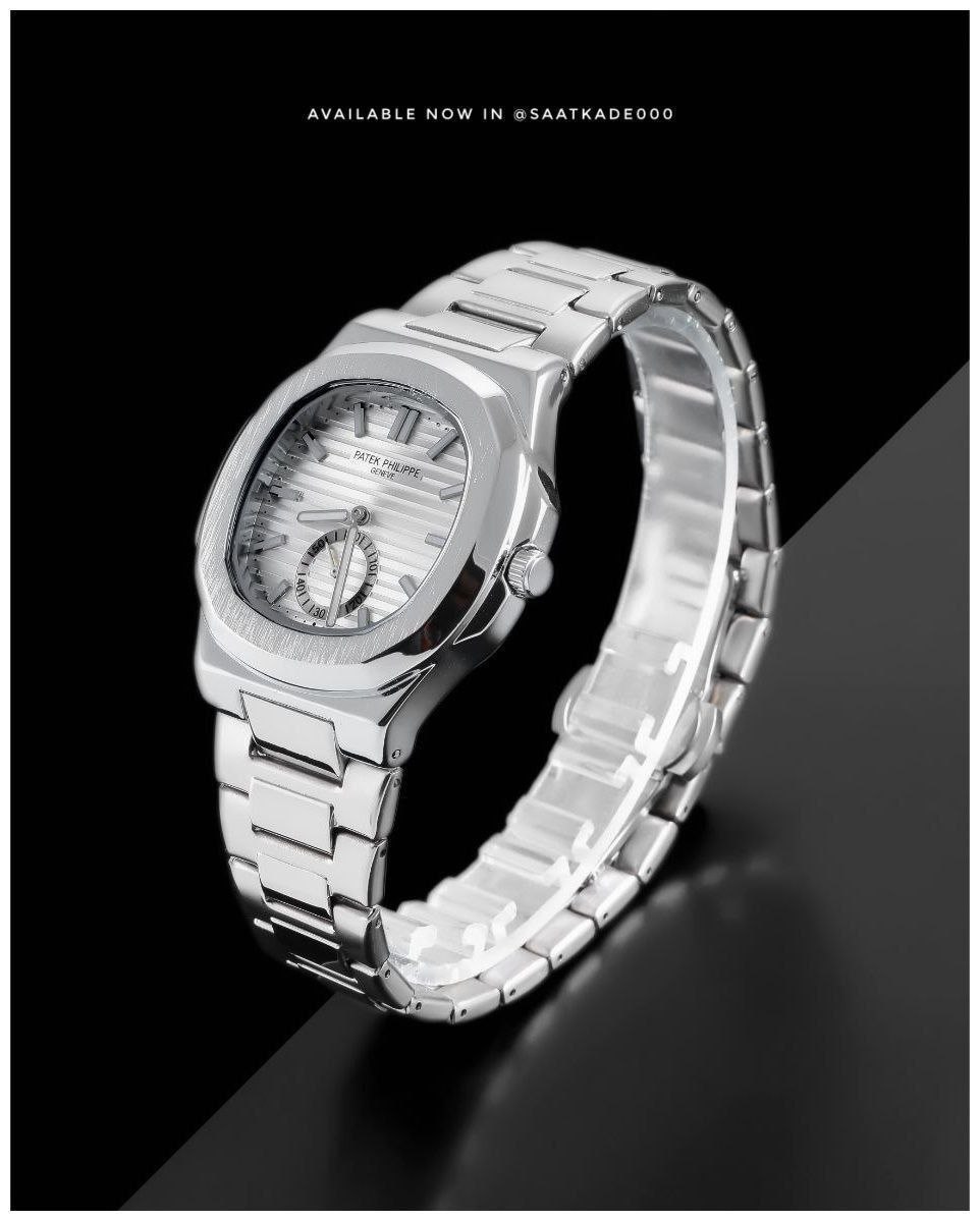 ساعت مچی مردانه #vip   Patek philippe  For Men  پتک‌فیلیپ ناتیلوس  دو موتور فعال   موتور شرکتی درجه‌یک دو موتور فعال (زیر‌ثانیه) قاب پشت و بند استیل حک لوگو بر روی دسته‌موتور شیشه کریستال سافایر قفل استیل فشاری اصلی  ضدآب 3Atm