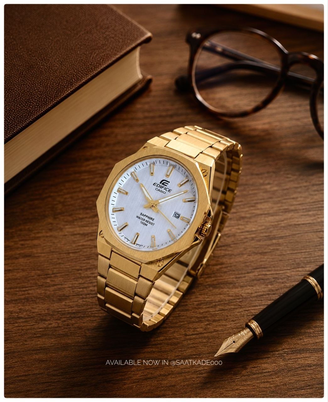 ساعت مچی مردانه برند کاسیو Edifice Casio  ساعت بند استیل کاسیو ادیفایس  موتور شرکتی گرید A++ نمایشگر ایام ماه  شیشه کریستال نشکن  قاب پشت و بند استیل رنگ ثابت  قفل استیل فشاری