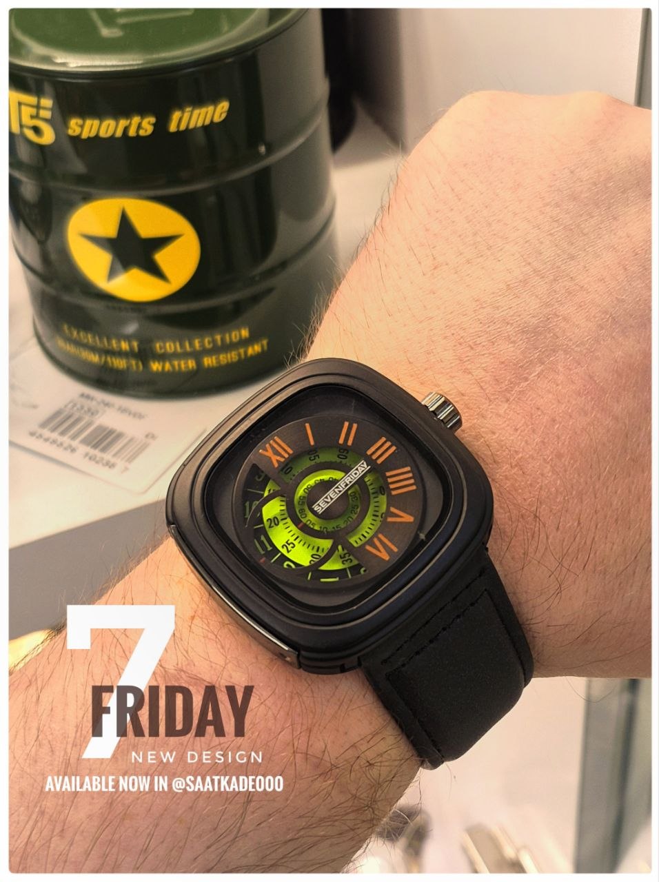ساعت مچی مردانه Seven friday New Design   ❌مناسب آقایان  موتور شرکتی درجه یک قاب پشت استیل ۴پیچ‌ بند چرم سون‌فرایدی پلاک پیچ شده بغل قاب  قفل سگکی حک شده