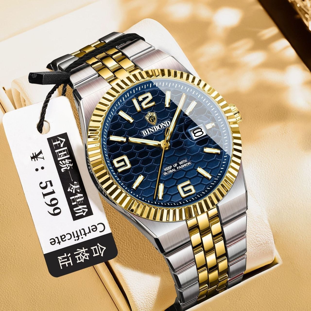 ساعت مچی مردانه ☑️BIN BOND   《highe quality》       🔥Original watch                   ⌚️بین باند مدلی نو  مناسب آقایان   مقاوم دربرابر آب برندشرکتی اوریجینال    دارای روز شمار  ایام هفته  بند استیل فولاد شیشه سافایر  شب نما قفل پروانه