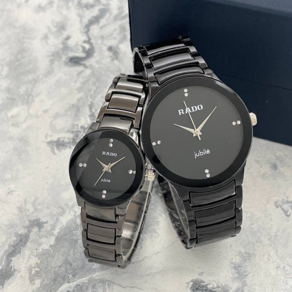 ست ساعت زنانه و مردانه رادو RADO JUBILE  set  موتور ژاپن دارای روزشمار  بند استیل رنگ ثابت  شیشه کریستال ضدخش ضدآب