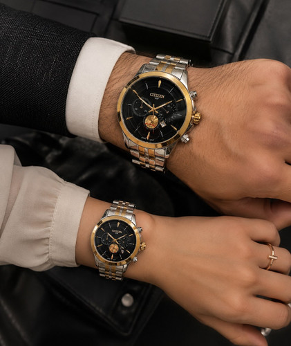 ست ساعت زنانه و مردانه ☑️CITIZEN vip Couple watch ⌚️ ست سی تیزن وی ای پی قفل کلیپسی بنداستیل موتور کوارتز طرح کرنوگراف دارای روز شمار