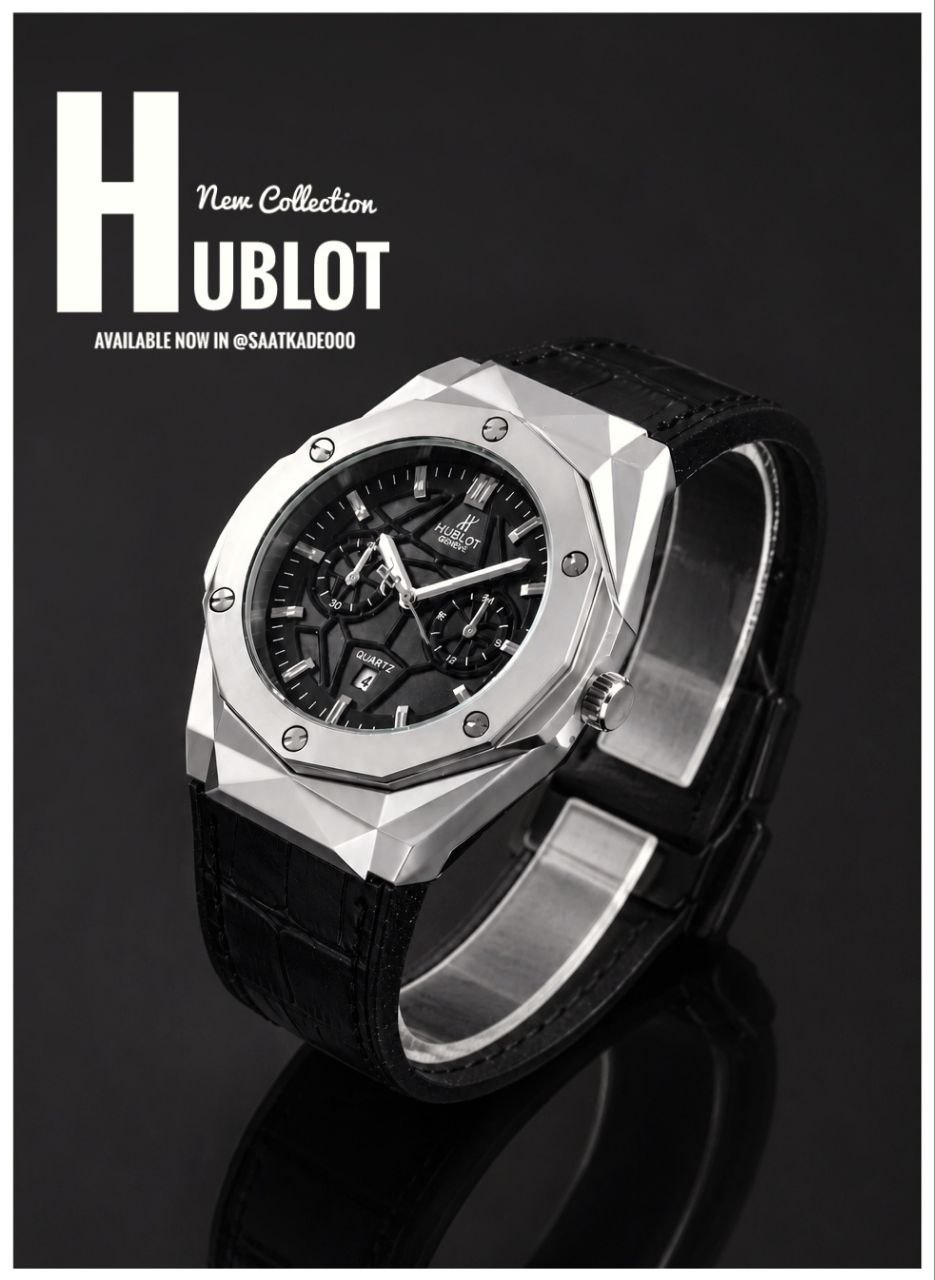 ساعت مچی مردانه New collection  Hublot BigBang  ساعت هابلوت طرح هندسی برای آقایان  موتور شرکتی درجه یک دارای روزشمار بند رابر رویه چرمی آنتی آلرژی بسیار مقاوم  قاب فلزی طرح هندسی قاب پشت استیل قفل استیل کلیپسی هابلوت