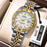 ساعت مچی زنانه ☑️ROLEX رولکس دیت جاس زنونه دارای روز شمار قفل کلیپسی صفحه نگینی بند اجری تقویم تلسکوپی