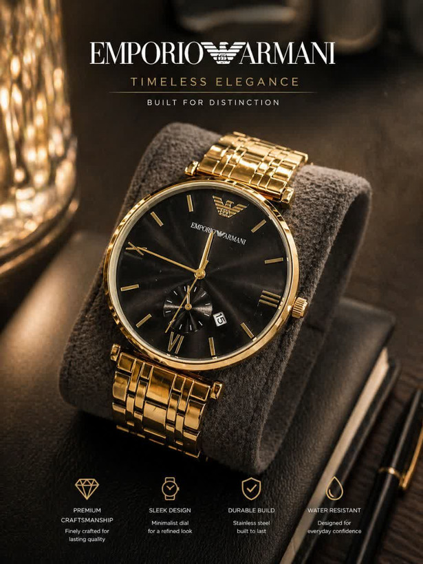 ساعت مچی زنانه Emporio Armani for men #مردانه موتور ژاپن قاب پشت و بند استیل رنگ ثابت شیشه کریستال ضدخش قفل استیل فشاری طرح مخفی قاب پشت پیچی طرح اصلی